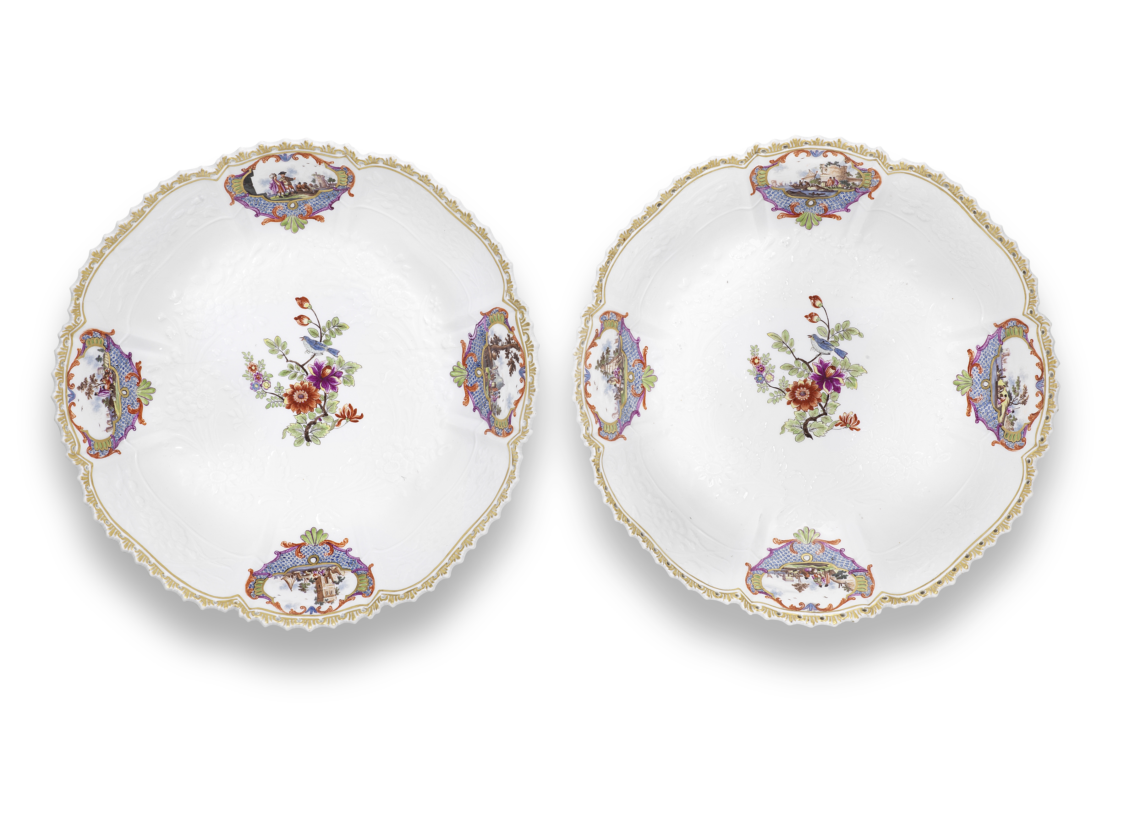 A pair of Meissen deep dishes from the Empress Elisabeth service, circa 1741