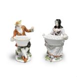 A pair of Meissen figural bouquetières, circa 1745