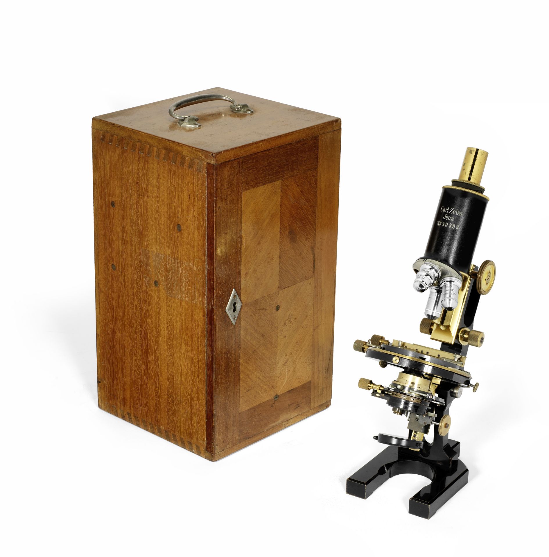 A Carl Zeiss compound monocular microscope, German, 1920's, (4)