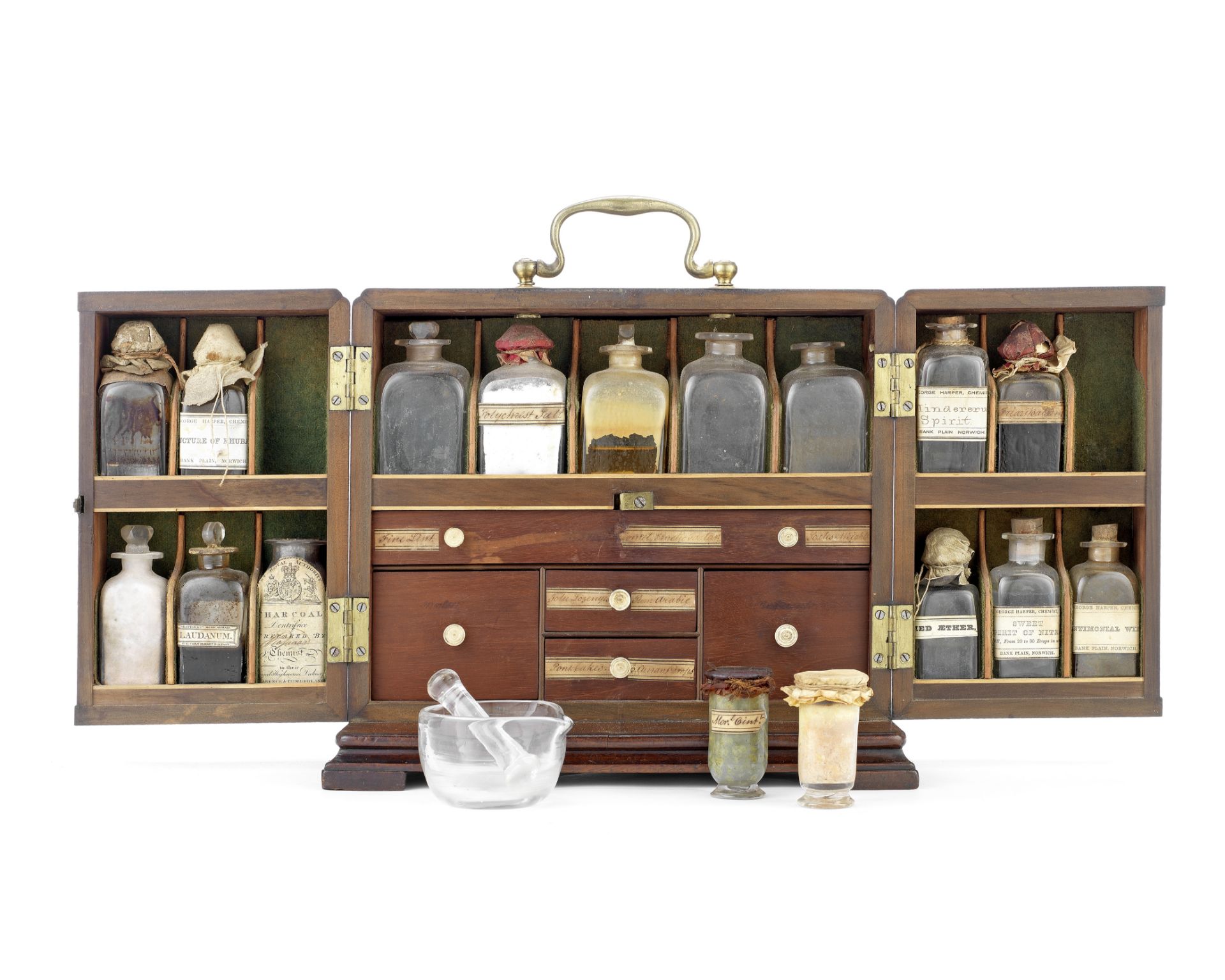 A mahogany medicine chest, English, early 19th century,