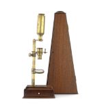A George Adams brass Cuff-type microscope, English,