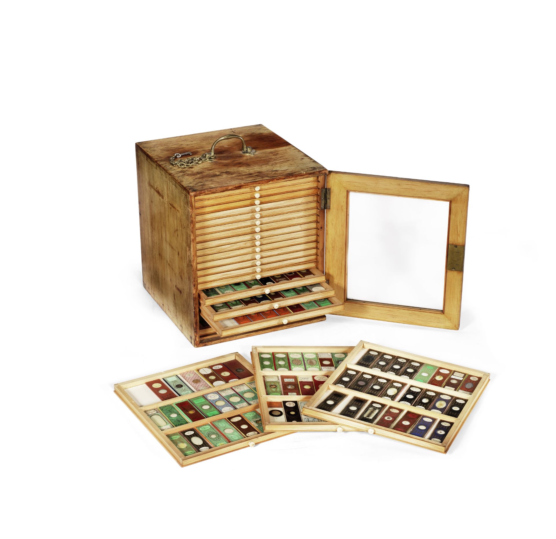 A collection of approximately 300 microscope specimen slides, English, the majority late second h...