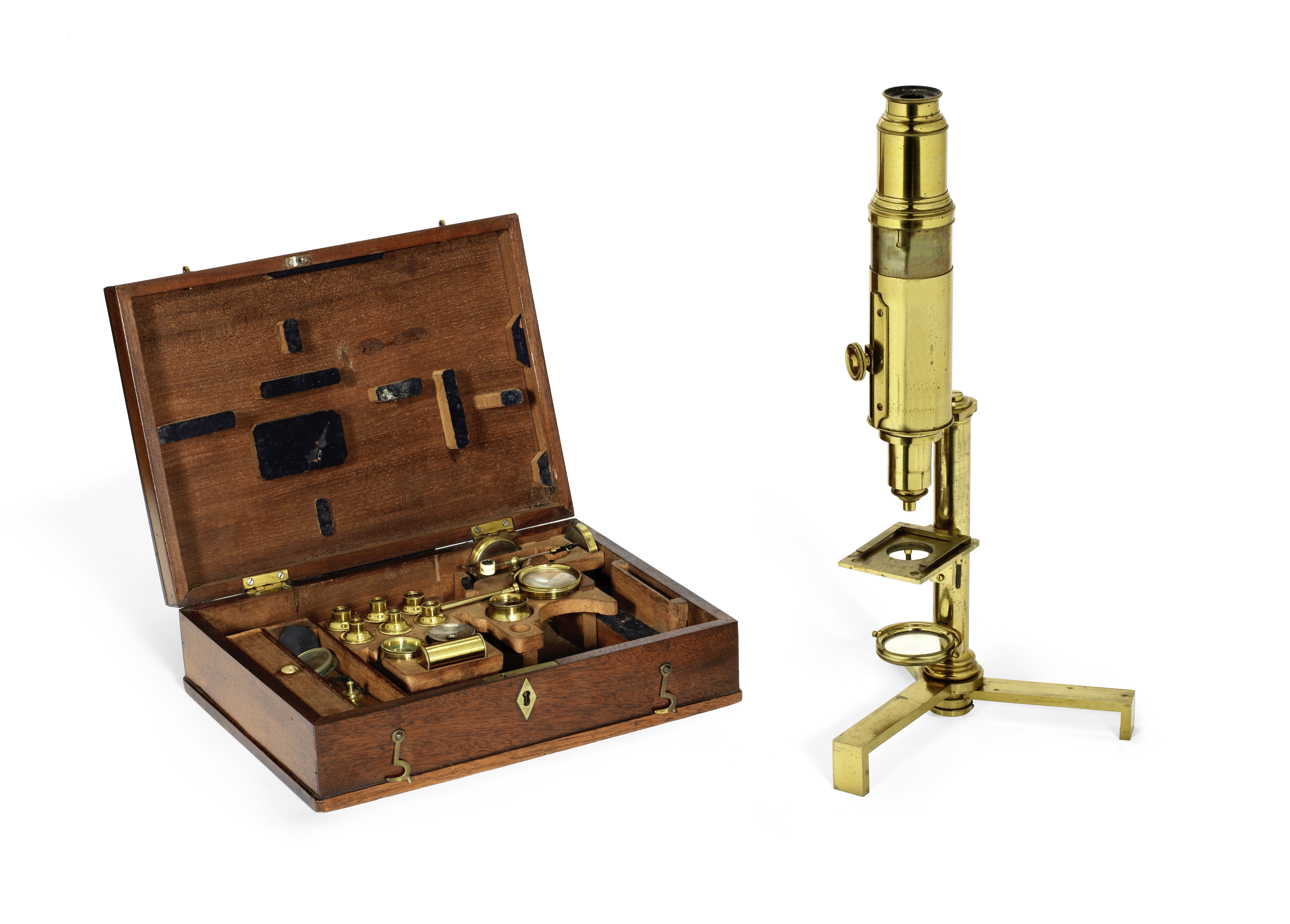 A Carpenter-type compound monocular microscope, English, circa 1830,