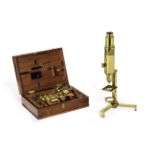 A Carpenter-type compound monocular microscope, English, circa 1830,