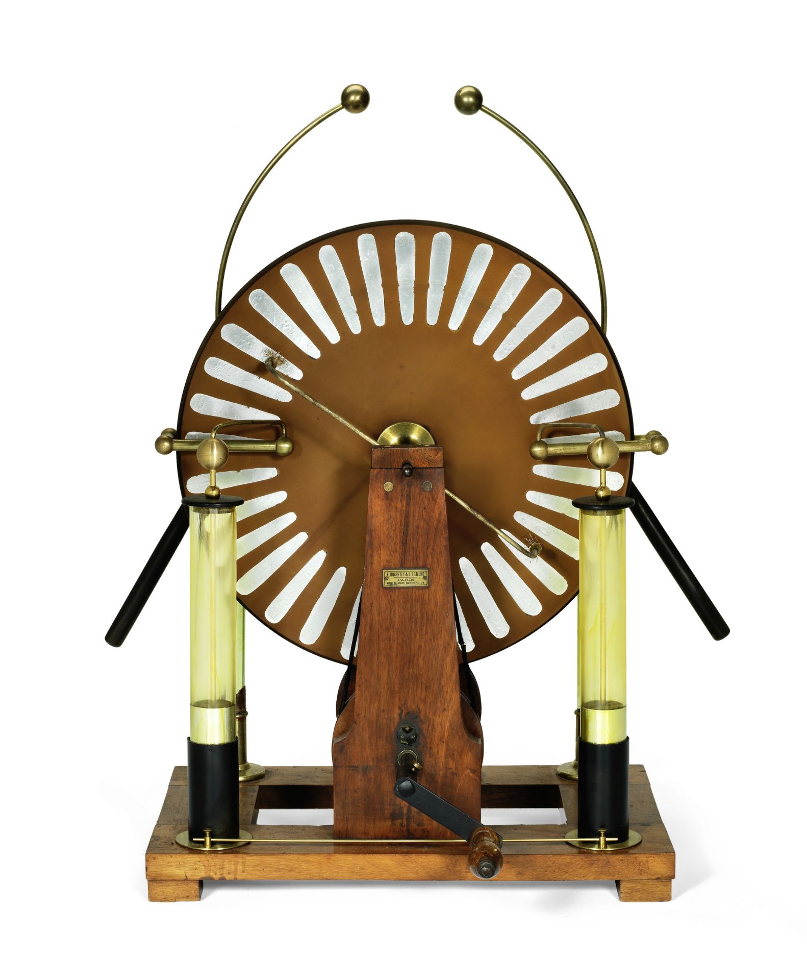 A Ducretet & Lejeune 18 1/2-inch twin disc Whimshurst machine, French, late 19th century,