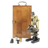 A Carl Zeiss petrological compound monocular microscope, German, circa 1920,