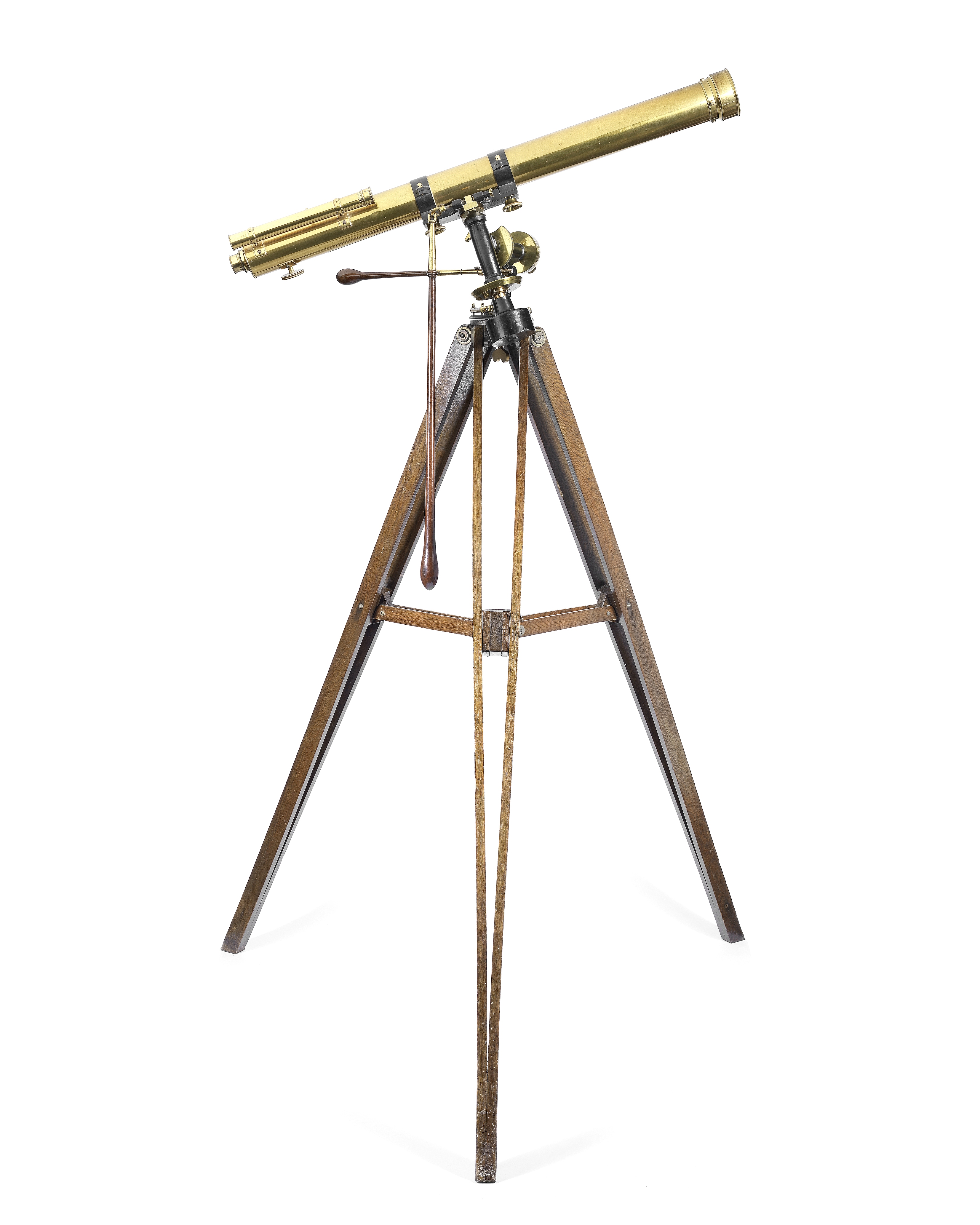 A William Wray 3-inch brass refracting telescope on stand, English, mid 19th century,