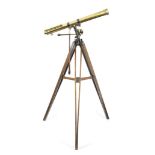 A William Wray 3-inch brass refracting telescope on stand, English, mid 19th century,