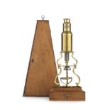 A William Harris brass Culpeper-type compound monocular microscope, English, early 19th century,