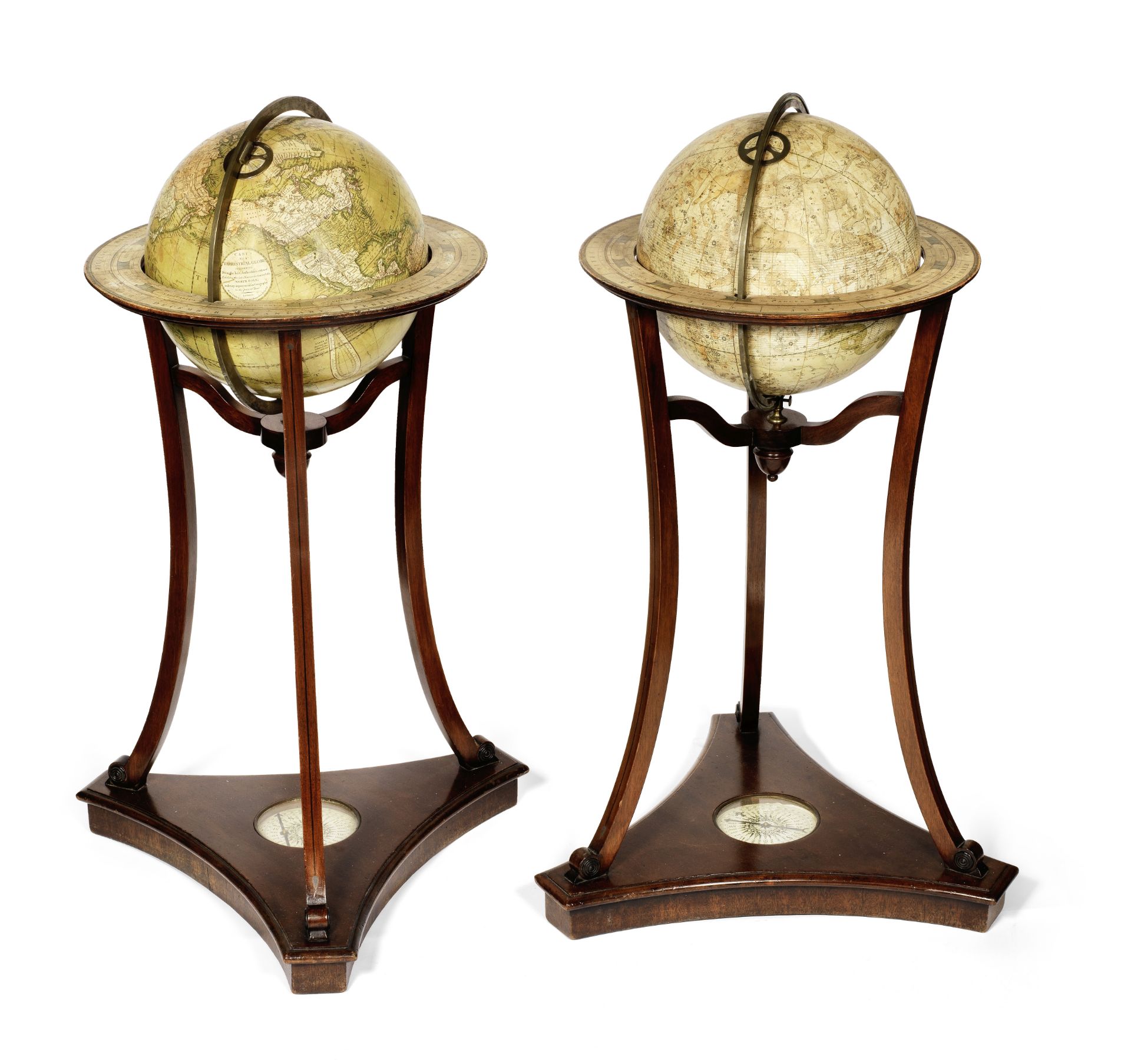A Pair of Cary's 12-inch Terrestrial and Celestial Library Globes, English, early 19th century, 2