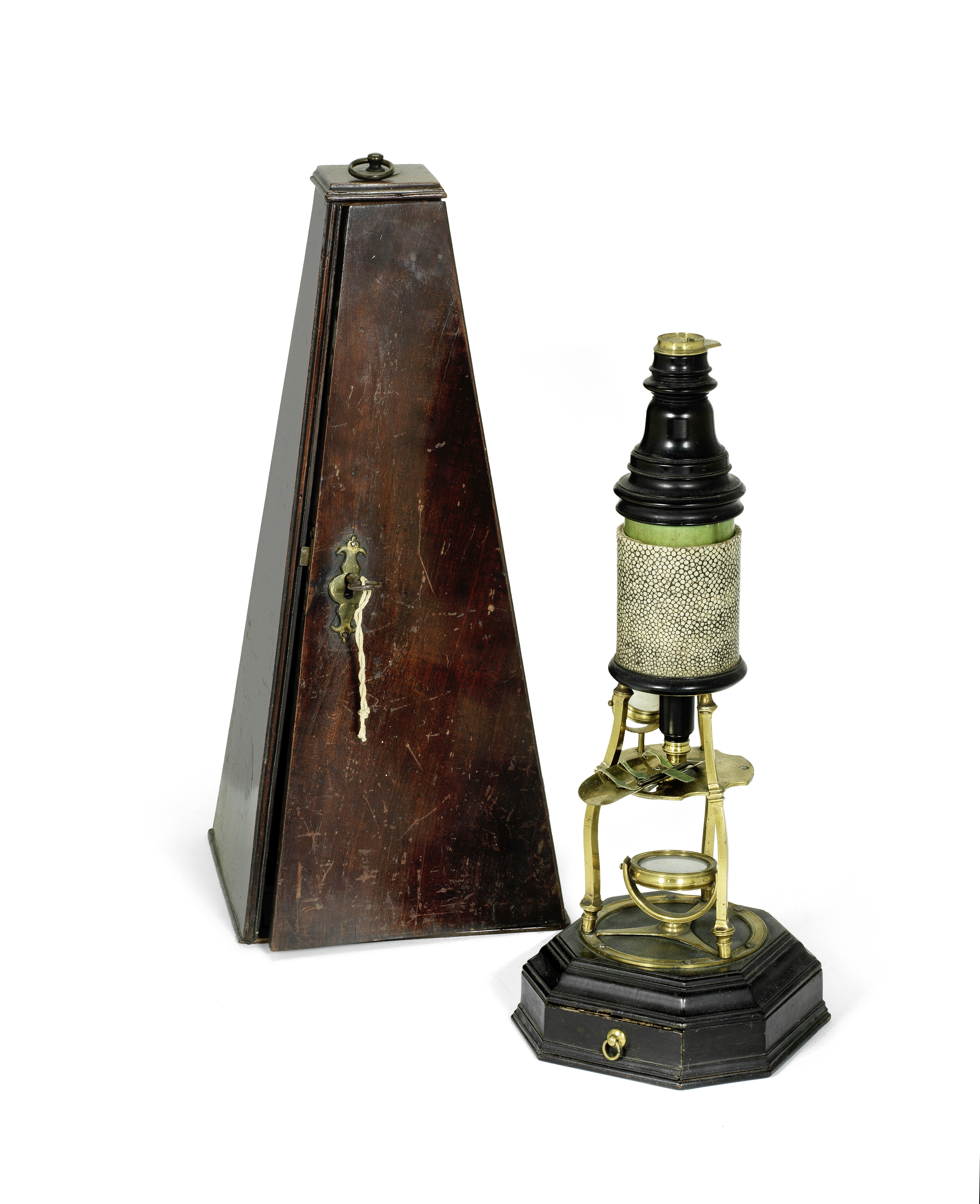 A Culpeper-type compound monocular microscope, English, circa 1740,