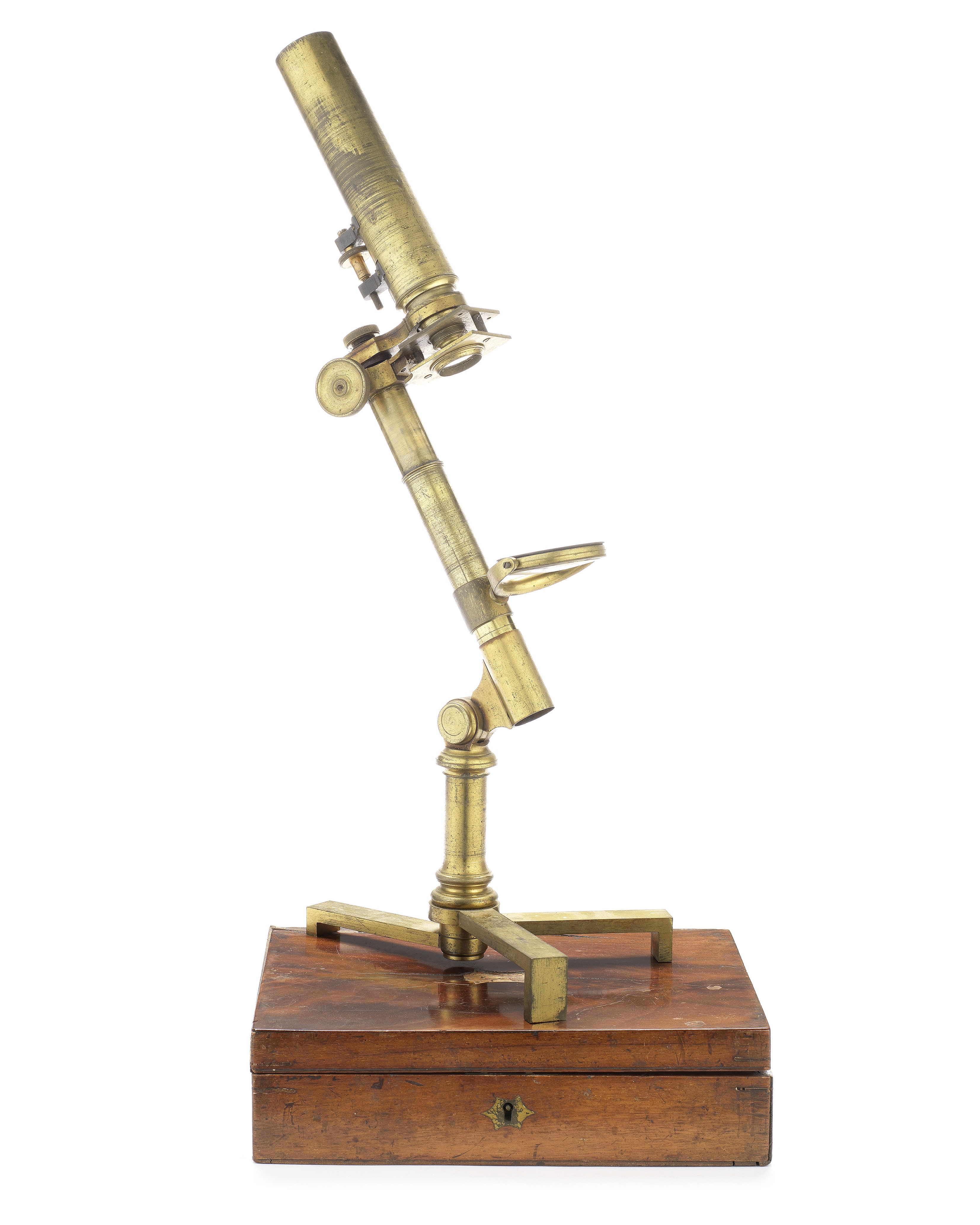 An Abraham brass monocular compound microscope, English, first quarter of 19th century,