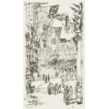 Childe Hassam (American, 1859-1935) Avenue of the Allies Lithograph, 1918, on cream laid, signed...