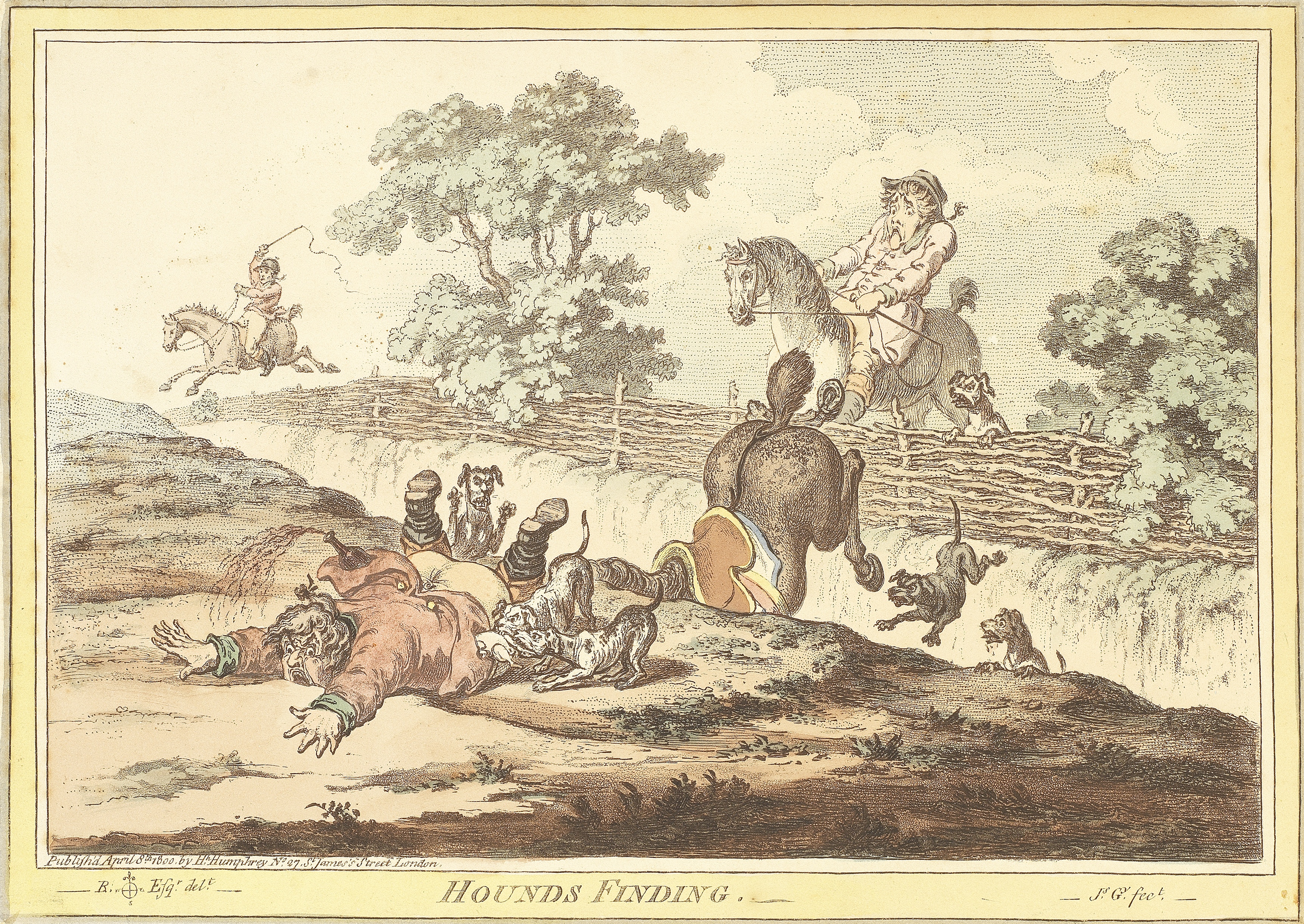 James Gillray (British, 1756-1815) Hounds Finding; Hounds Throwing-Off; Hounds in Full-Cry; Comin...