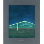 Craigie Aitchison (British, 1926-2009) Sheep in Moonlight Screenprint in colours, 1999, on black ...