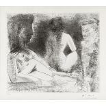 Pablo Picasso (Spanish, 1881-1973) Peintre avec deux modèles Drypoint, 1967, on wove, with stamp...