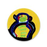 Karel Appel (Dutch, 1921-2006) Figure Glazed ceramic plate in colours, 1985, signed, dated and nu...