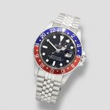 Rolex. A stainless steel automatic calendar bracelet watch with dual time zone GMT Master, Ref: ...