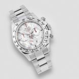 Rolex. An unusual 18K white gold automatic chronograph bracelet watch with meteorite dial Cosmog...