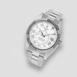 Rolex. An 18K white gold automatic annual calendar bracelet watch with dual time Sky-Dweller, Re...