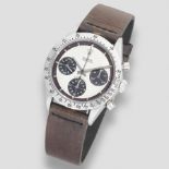 Rolex. A fine and rare stainless steel manual wind chronograph wristwatch with exotic 'Paul Newma...