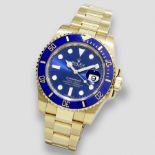 Rolex. An 18K gold automatic calendar bracelet watch Oyster Perpetual Submariner, Ref: 116618, P...