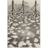 Maurits Cornelis Escher (1898-1972) Three Worlds Lithograph, 1955, on Holland laid paper, signed...