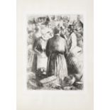 Camille Pissarro (1830-1903) March&#233; &#224; Pointoise Lithograph, circa 1895, on chine appliq...