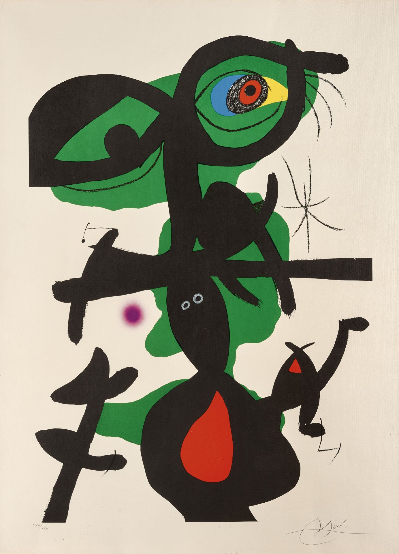 Joan Mir&#243; (1893-1983) Oda a Joan Mir&#243; Lithograph in colours, 1973, on Guarro wove paper...