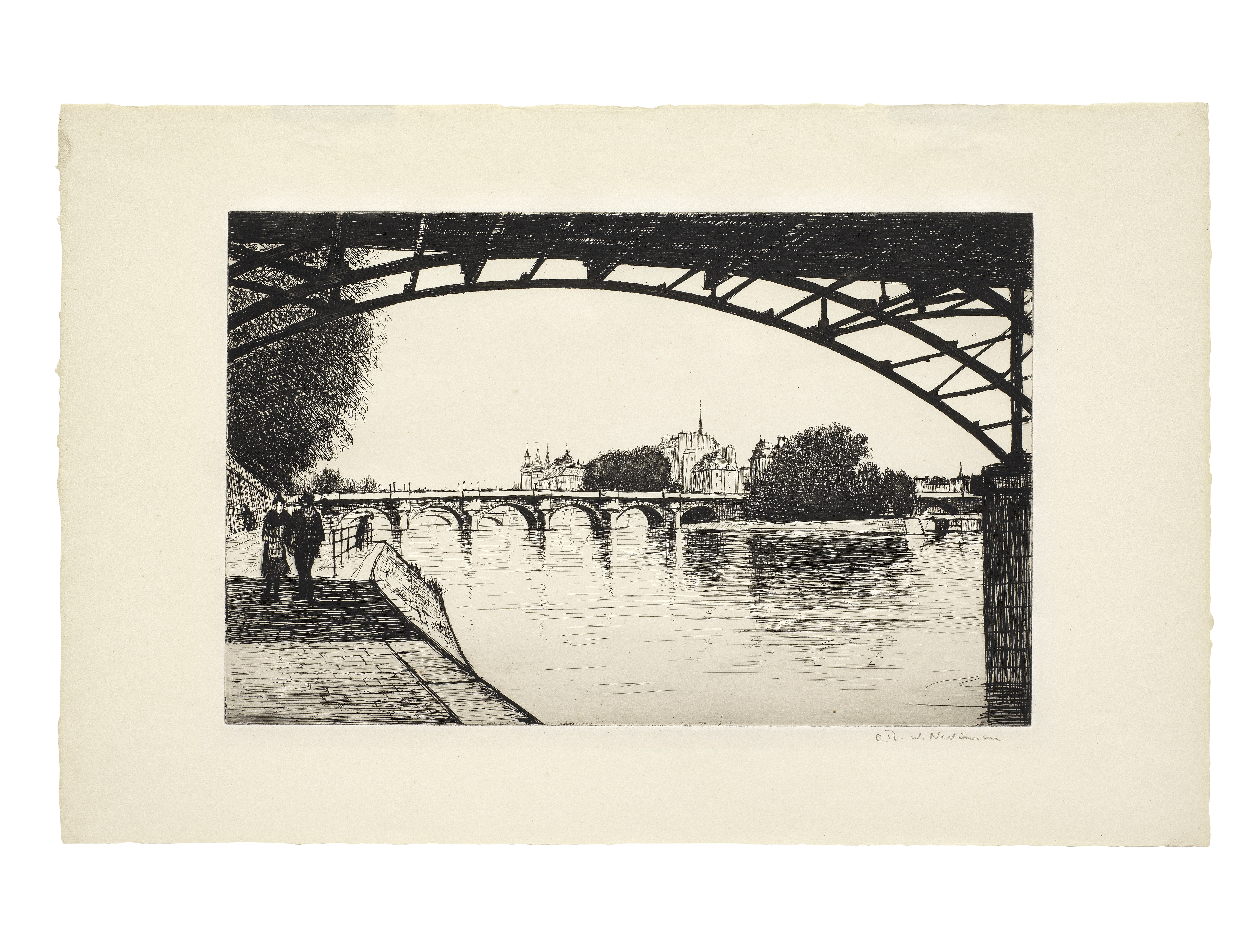 Christopher Richard Wynne Nevinson A.R.A (1889-1946) La Cit&#233;, Paris Etching, 1926-7, on J. W...