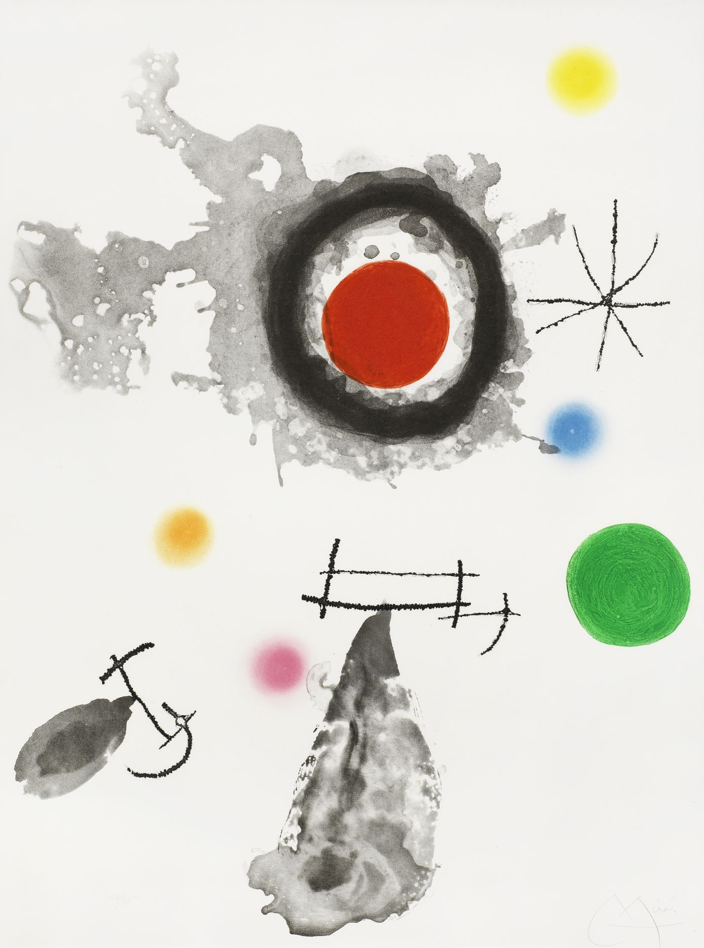 Joan Mir&#243; (1893-1983) Astre et Fum&#233;e Etching, aquatint and carborundum in colours, 196...