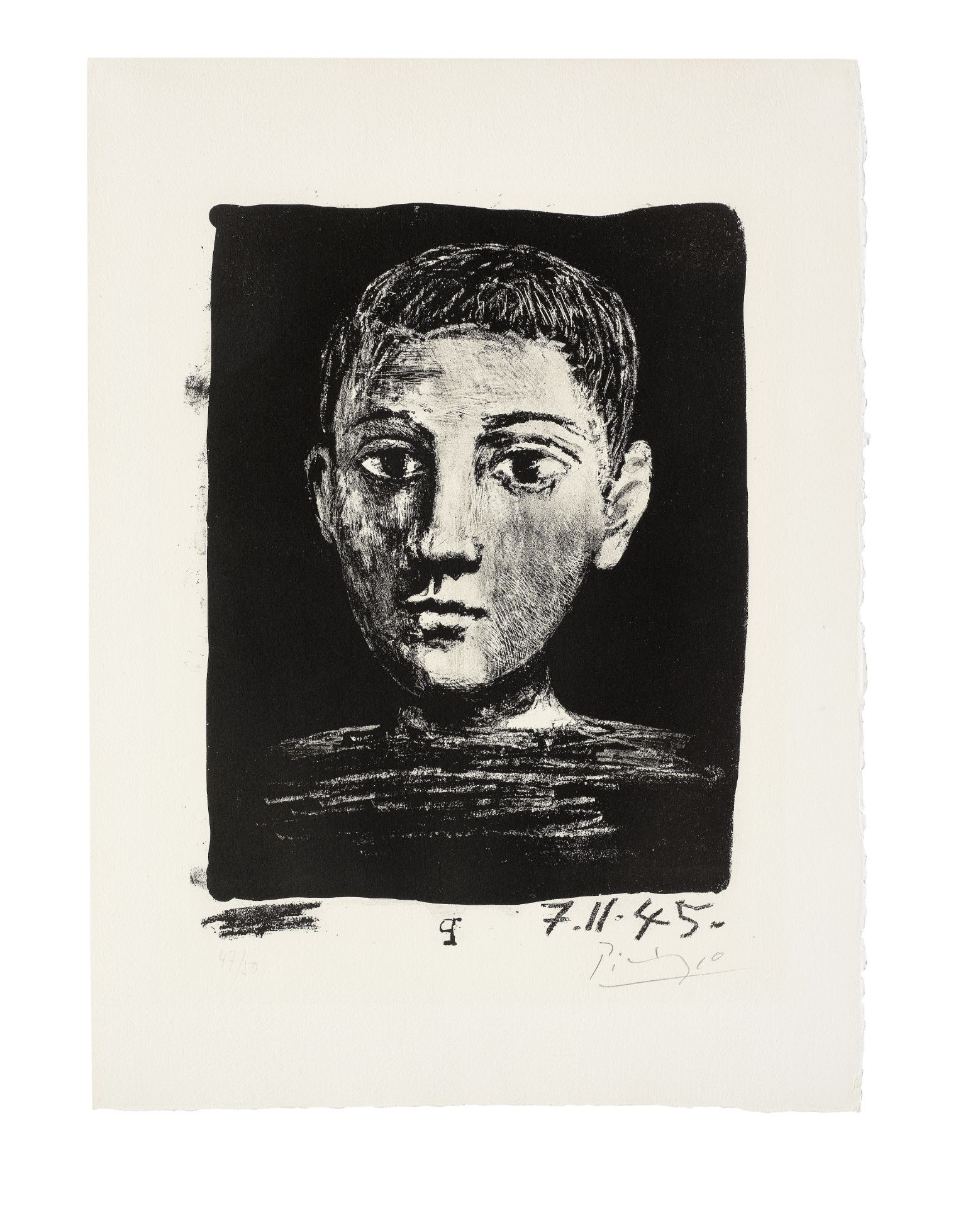 Pablo Picasso (1881-1973) T&#234;te de Jeune Gar&#231;on Lithograph, 1945, on Arches wove paper,...