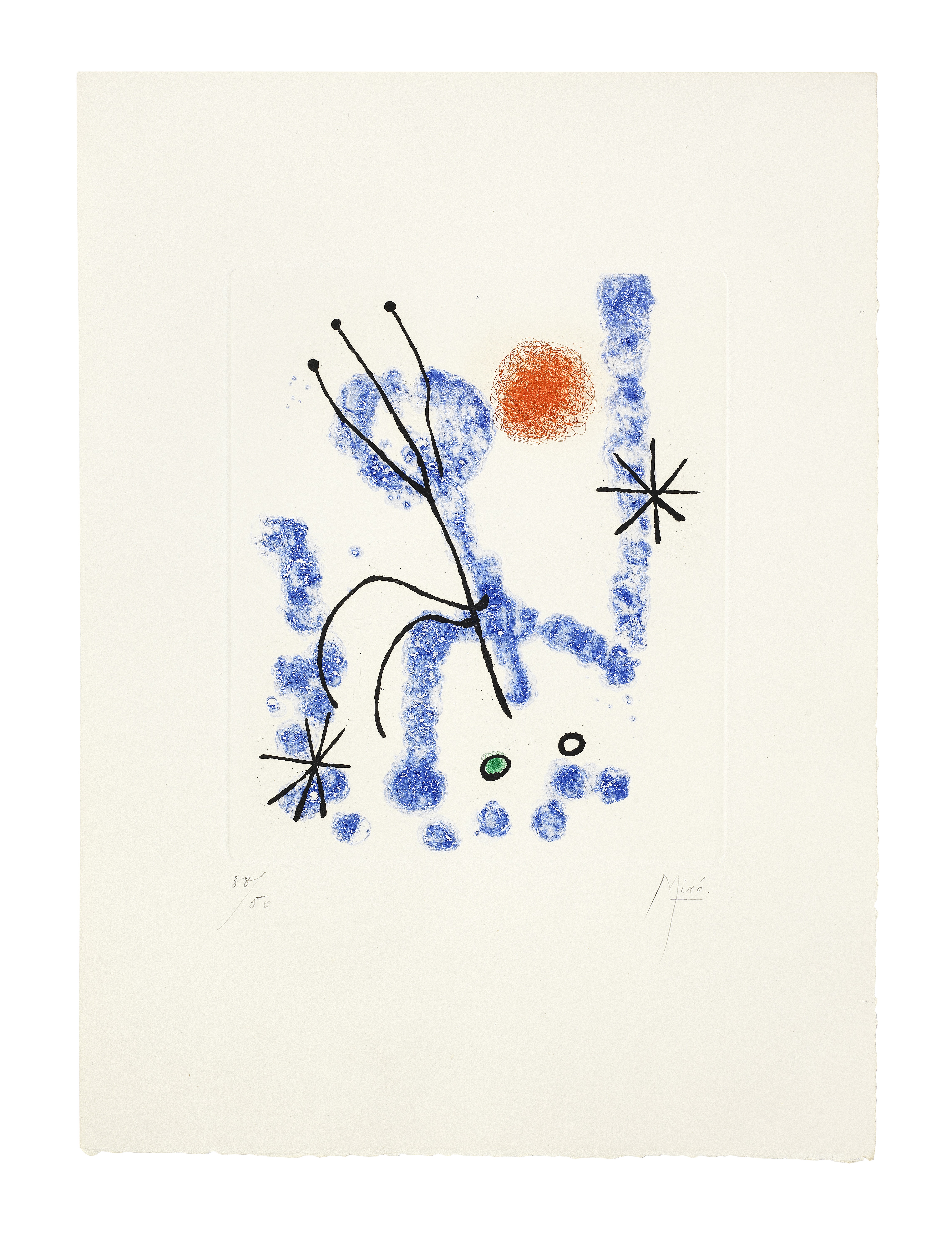 Joan Mir&#243; (1893-1983) One Plate, from Feuilles &#233;parses Etching and aquatint in colours,...