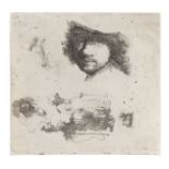 Rembrandt Harmensz van Rijn (1606-1669) Sheet of Studies: Head of the Artist, a Beggar Couple, He...