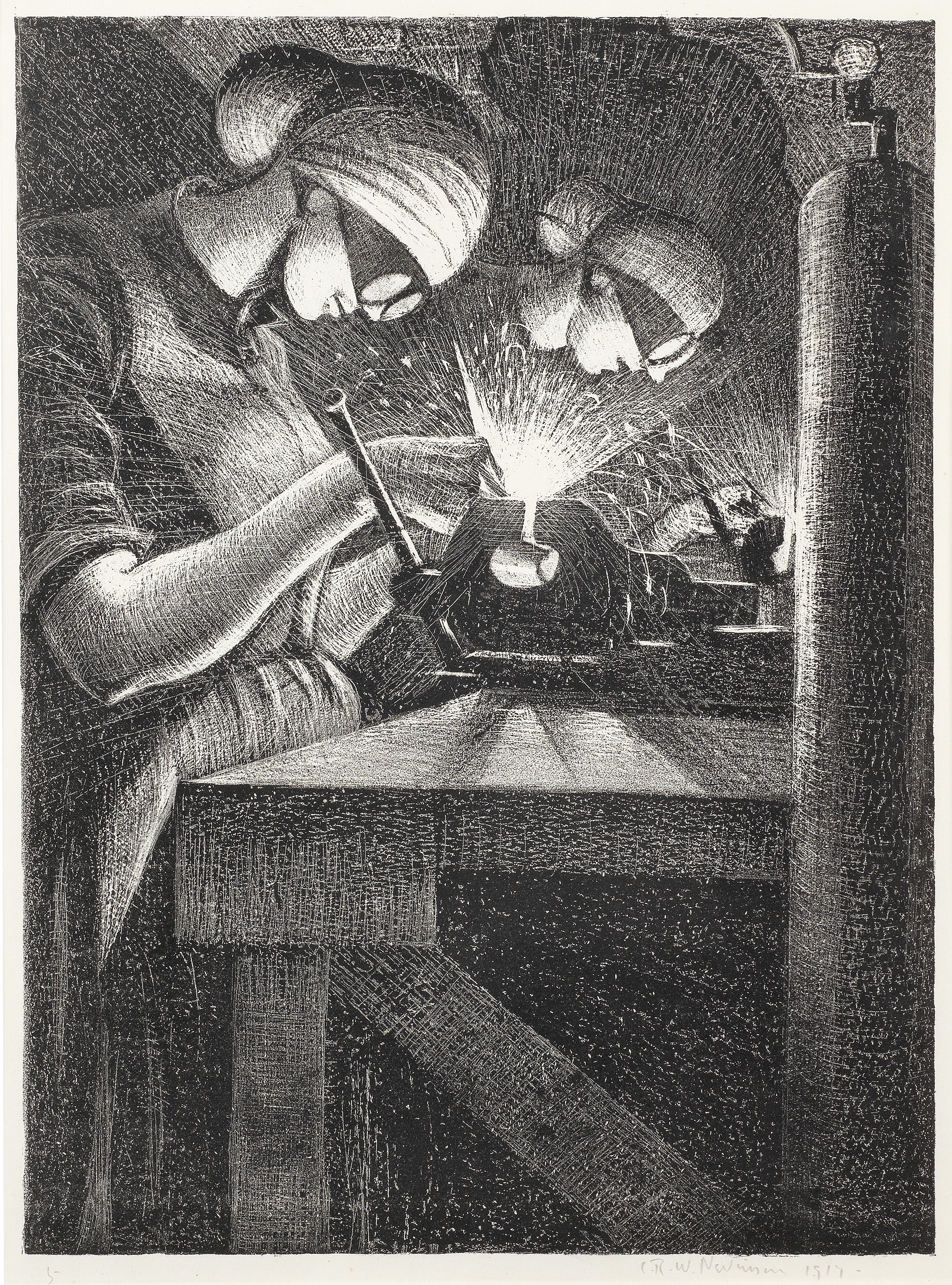 Christopher Richard Wynne Nevinson A.R.A (1889-1946) Acetylene Welder Lithograph, 1917, on wove p...