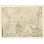 James Ensor (1860-1949) Prise d'une Ville &#201;trange Etching, 1888, on simili-japan paper, bear...