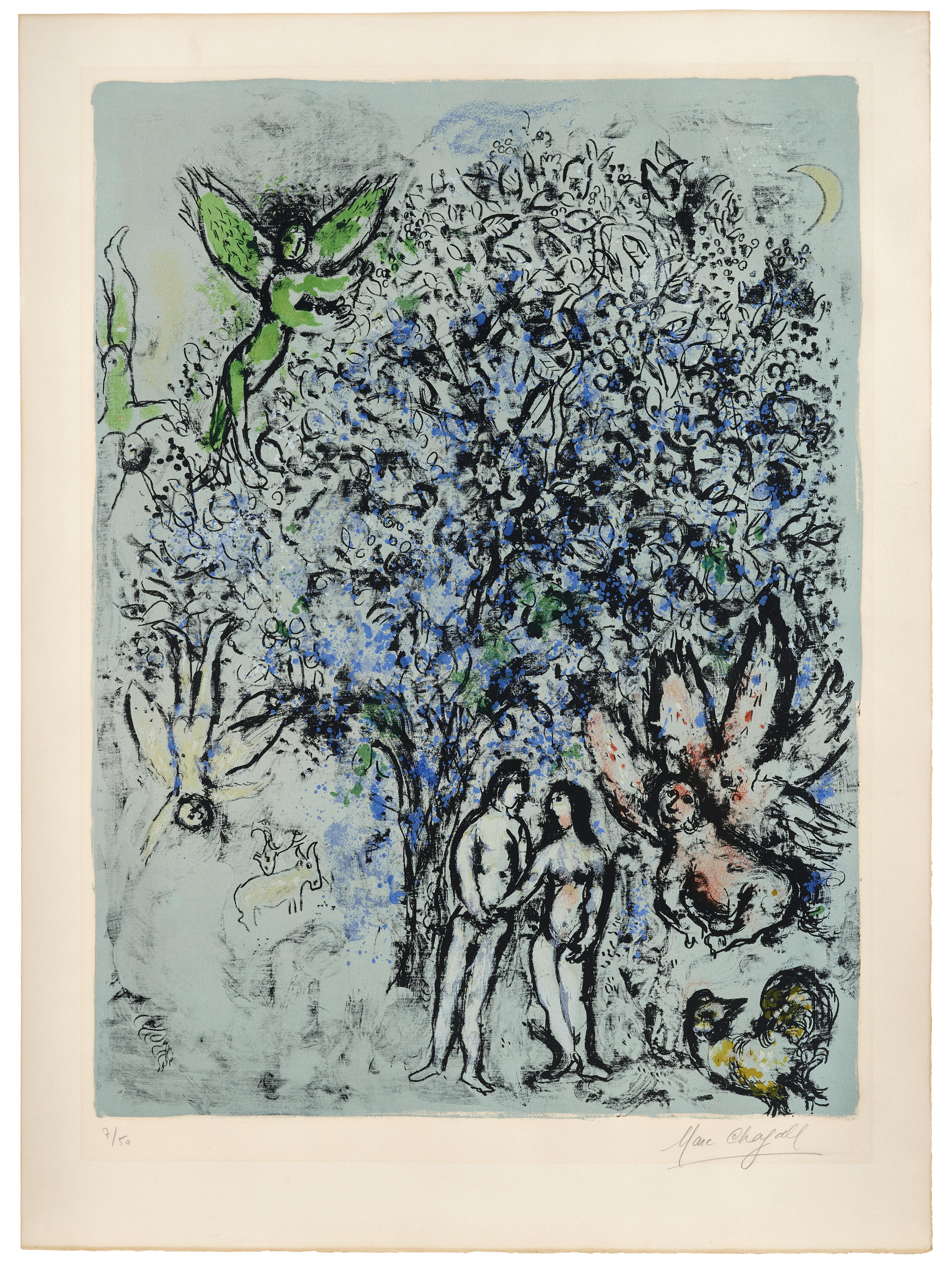 Marc Chagall (1887-1985) Le Paradis bleu Lithograph in colours, 1970, on Arches wove paper, sign...