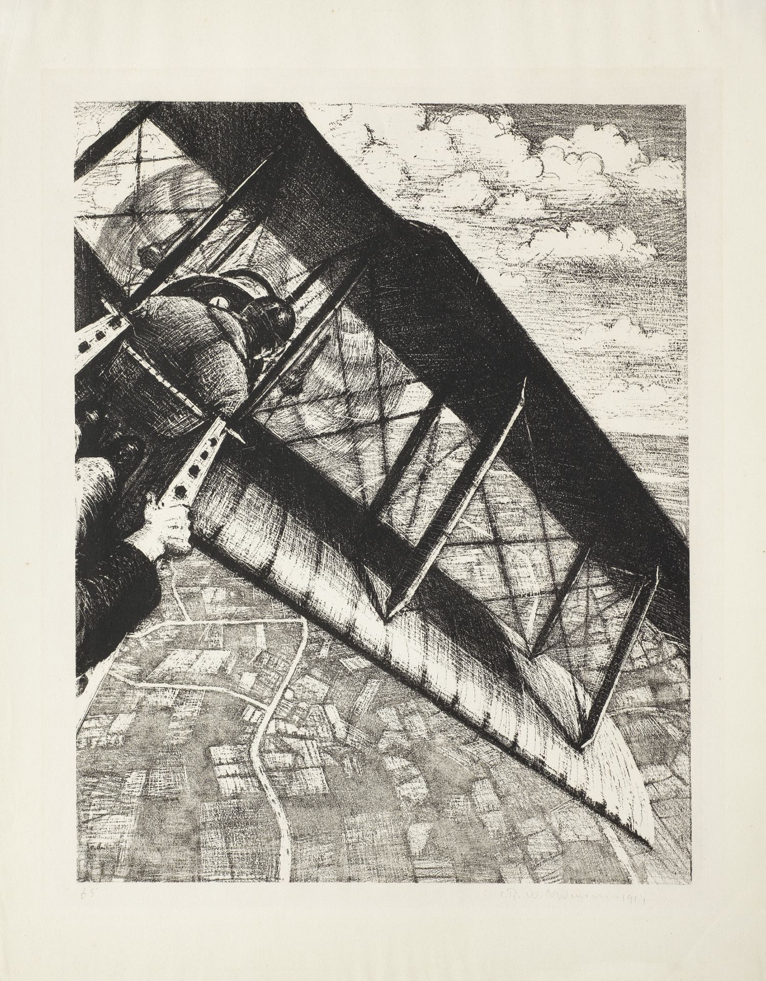 Christopher Richard Wynne Nevinson A.R.A (1889-1946) Banking at 4,000 Feet Lithograph, 1917, on l...