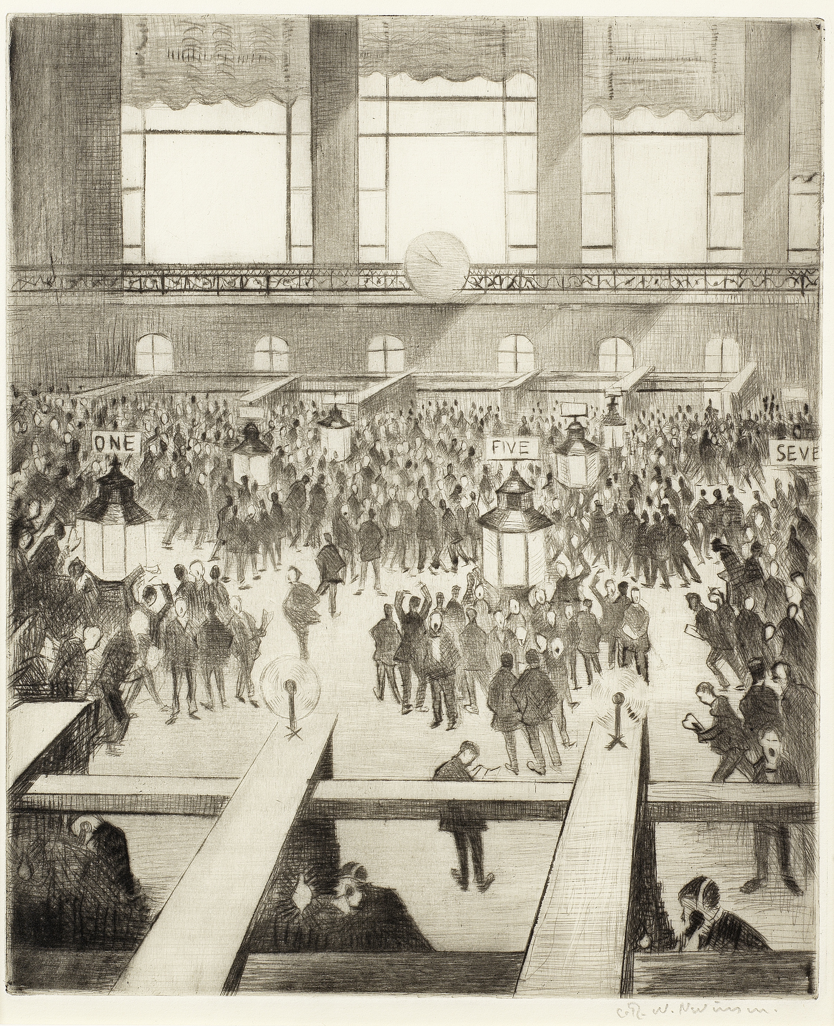 Christopher Richard Wynne Nevinson A.R.A (1889-1946) New York Stock Exchange Drypoint, 1921, on c...