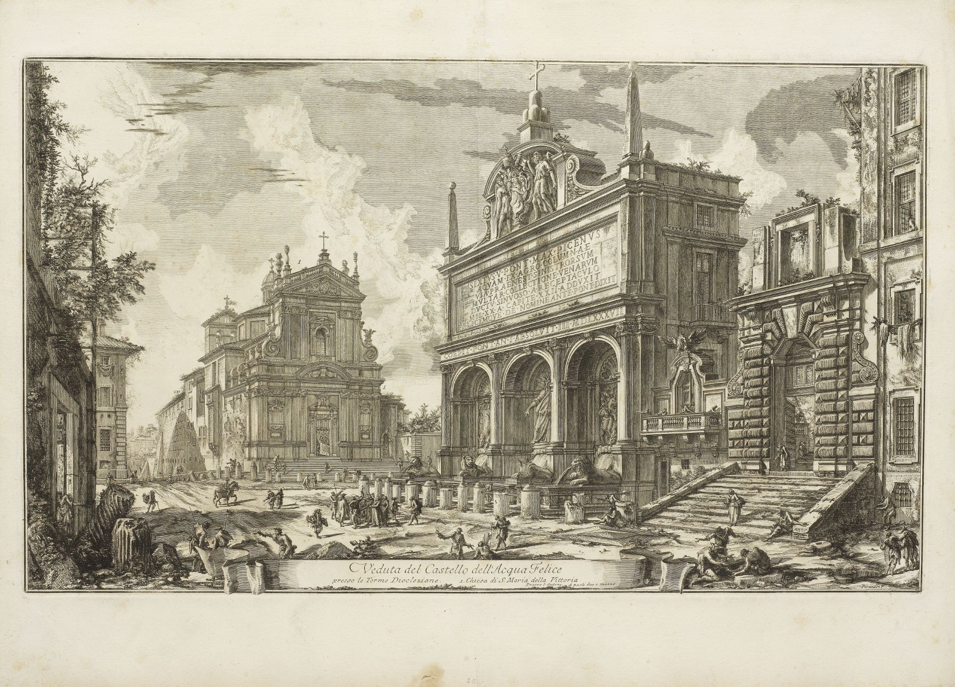 Giovanni Battista Piranesi (1720-1778) Seven Plates, from Vedute di Roma Veduta della Piazza dell...