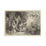 Rembrandt Harmensz van Rijn (1606-1669) The Angel departing from the Family of Tobias Etching, 16...