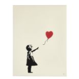 Banksy (born 1975) Girl with Balloon Screenprint in black and red, 2004, on wove paper, numbered ...