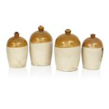 Two near pairs of Johnnie Walker, Kilmarnock, Portobello stoneware jars, 20th Century