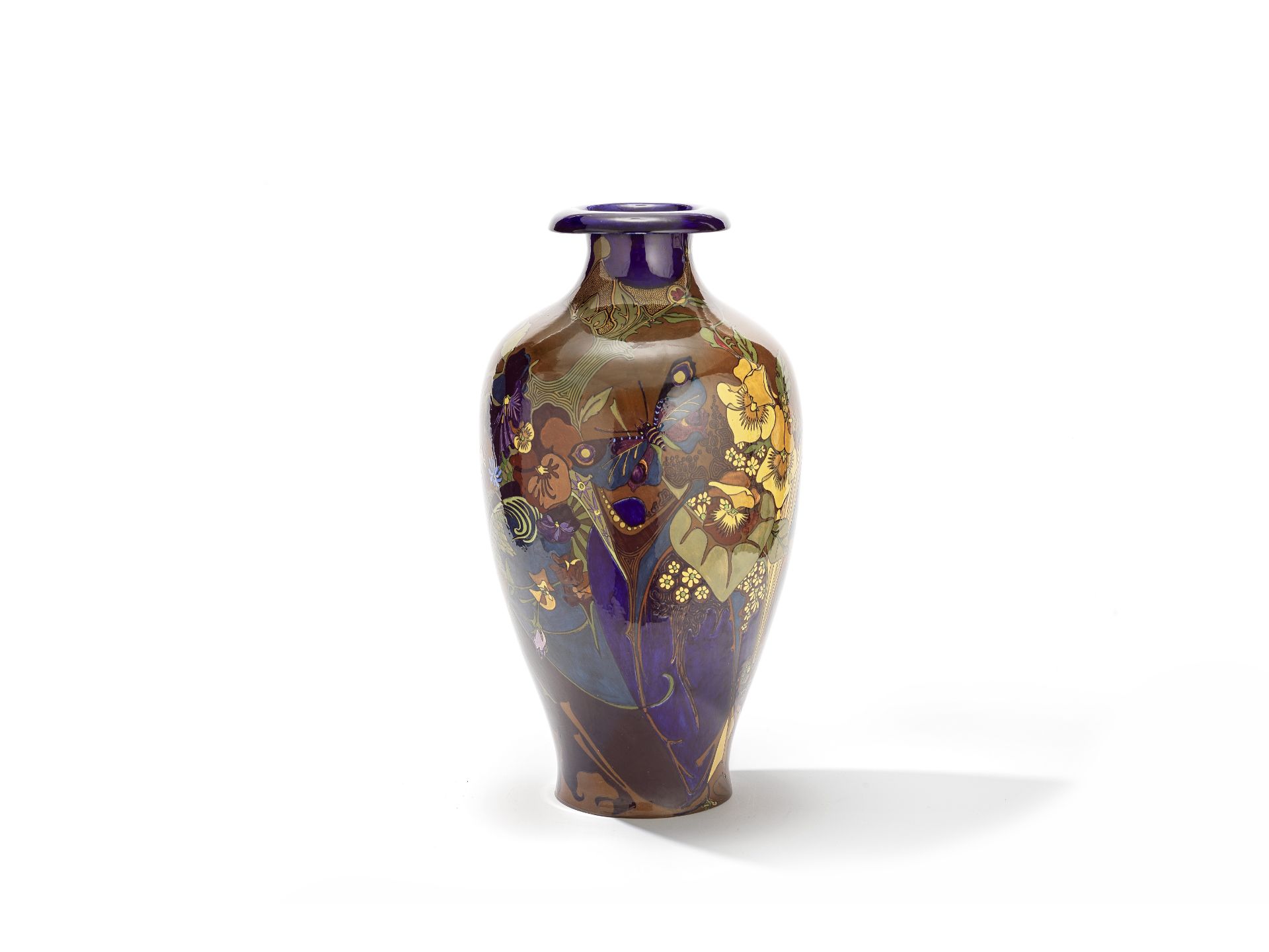 Rozenburg Large vase with daffodils and butterflies, early 20th Century