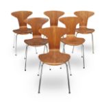 Arne Jacobsen Group of six stackable chairs, designed for the Munkegaard School, Denmark, model n...