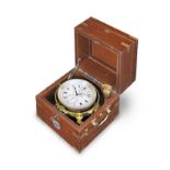 A fine mid 20th century Swiss brass-bound mahogany cased two day marine chronometer Ulysse Nardin...