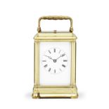 A good late 19th century French gorge cased repeating carriage clock of small size Retailed by H...