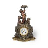 A good second half of the 19th century French patinated bronze mantel clock Raingo Freres, Paris