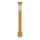 A very rare first half of the 19th century Scottish burr maple bow-fronted stick barometer with s...