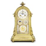 A fine and rare second half of the 19th century French ormolu month-going, perpetual calendar cen...